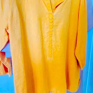 Chico 100% linen yellow blouse